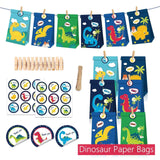 Load image into Gallery viewer, Dinosaur Paper Gift Bag with Sticker for Kraft Paper Christmas Gift Bags for Goodie Cookie Candy 12 paper bags+18 stickers+12 little clips+1 rope