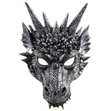 Load image into Gallery viewer, 3D PU Dinosaur Dragon Mask Halloween Party Props Costumes Decoration Sliver-black
